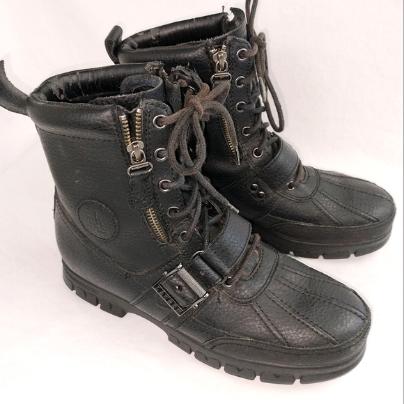 NWOT Lauren Ralph Lauren 'Quillan' Genuine Leather Upper Fur Trim Boots Sz. 9.5B - Picture 1 of 14